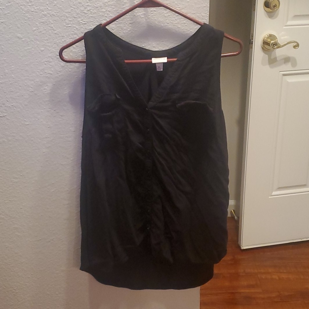Black button up tank top with pockets